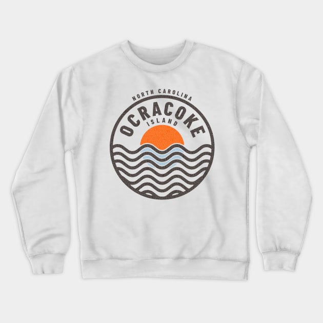 Ocracoke Island, NC Summertime Vacationing Sunrise Waves Crewneck Sweatshirt by Contentarama